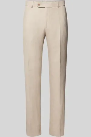 Carl Gross Spodnie lniane o kroju slim fit w kant model ‘Shiver’