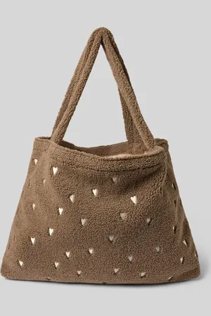 Studio Noos Torba shopper z haftami model ‘Brown Teddy Hearts’
