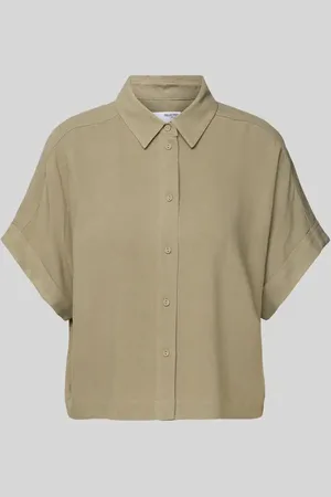 SELECTED Bluzka o kroju relaxed fit z mieszanki wiskozy i lnu model ‘VIVA’