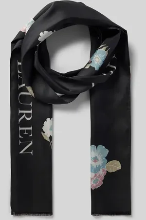 Ralph Lauren Chusta jedwabna z nadrukiem z logo i frędzlami
