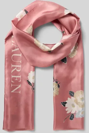 Ralph Lauren Chusta jedwabna z nadrukiem z logo i frędzlami