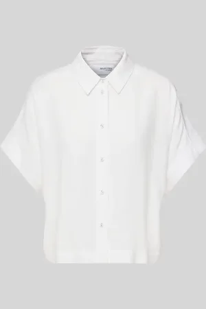 SELECTED Bluzka o kroju relaxed fit z mieszanki wiskozy i lnu model ‘VIVA’