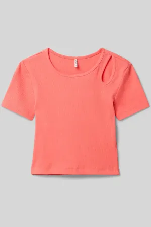 ONLY T-shirt o kroju slim fit z mieszanki bawełny model ‘NESSA LIFE’