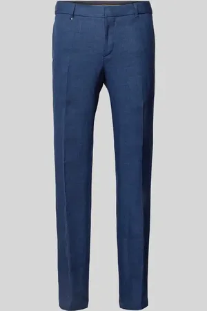 HUGO BOSS Spodnie lniane o kroju slim fit z kieszeniami z tyłu model ‘Genius’