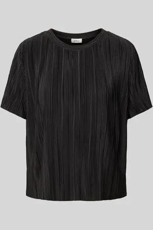 QS by s.Oliver T-shirt o kroju regular fit z plisami