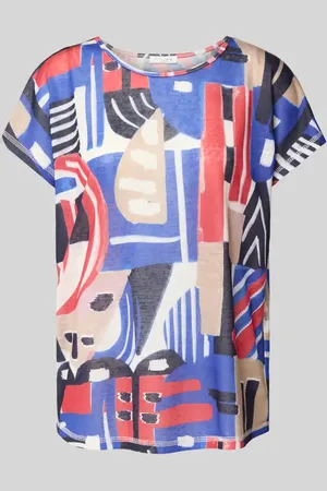 Christian Berg T-shirt z prążkowanym okrągłym dekoltem