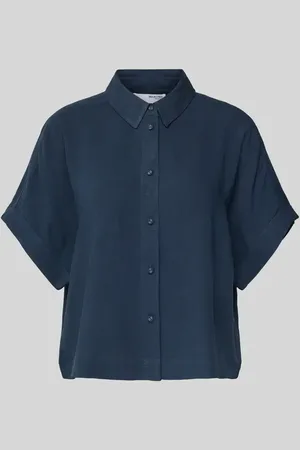 SELECTED Bluzka o kroju relaxed fit z mieszanki wiskozy i lnu model ‘VIVA’