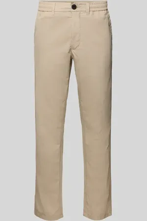 Knowledge Cotton Apparal Chinosy o kroju tapered fit z wpuszczanymi kieszeniami model ‘TIM’