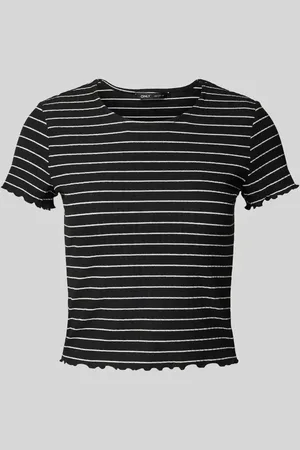 ONLY T-shirt o kroju slim fit z dodatkiem wiskozy model ‘EMMA’