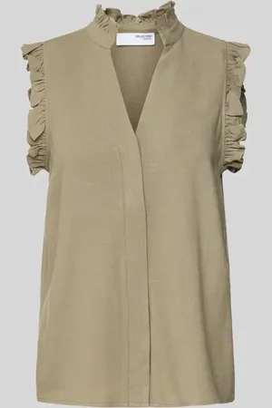SELECTED Top bluzkowy z mieszanki wiskozy i lnu model ‘VIVA’