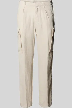 Ralph Lauren Spodnie cargo z lnu z detalem z logo