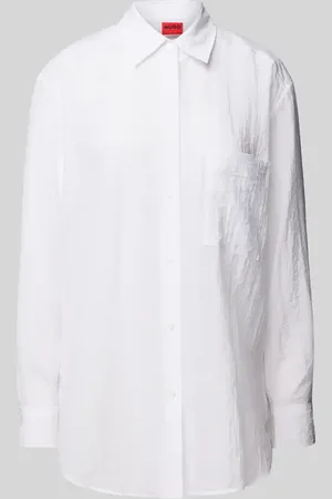 HUGO BOSS Bluzka koszulowa o kroju relaxed fit z efektem marszczenia model ‘Elodina’