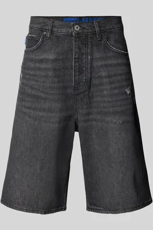 Hugo Blue Bermudy jeansowe o kroju baggy fit z przetarciami model ‘MASON’