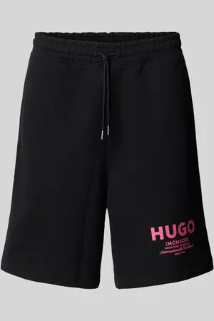 Hugo Blue Szorty z dzianiny dresowej o kroju baggy fit z nadrukiem z logo model ‘Nomario’