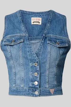 Guess Top jeansowy z listwą guzikową na całej długości model 