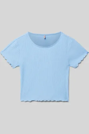 ONLY T-shirt o kroju regular fit z wykończeniem z falbanami model ‘NELLA’