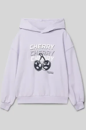 Garcia Bluza z kapturem o kroju oversized z nadrukiem z motywem
