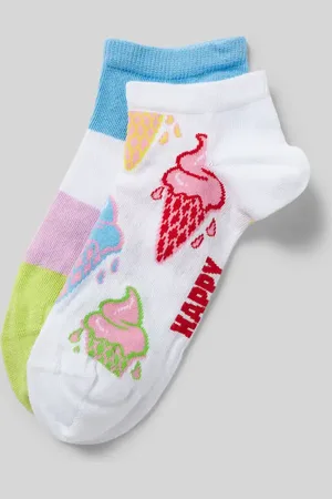 Happy Socks Krótkie skarpety z dodatkiem streczu w zestawie 2 szt. model ‘Ice Cream’