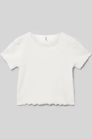 ONLY T-shirt o kroju regular fit z wykończeniem z falbanami model ‘NELLA’