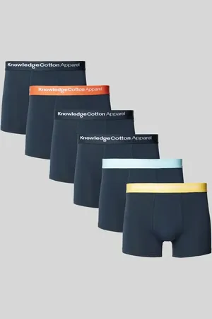 Knowledge Cotton Apparal Obcisłe bokserki z elastycznym paskiem z logo w zestawie 6 szt.