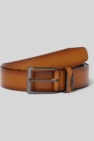 HUGO BOSS Pasek skórzany ze sprzączką model ‘Cole-Ant’