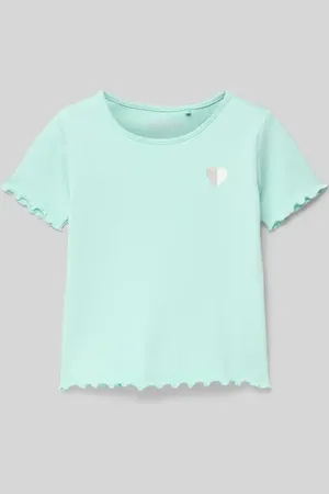Blue Seven T-shirt z efektem prążkowania i okrągłym dekoltem