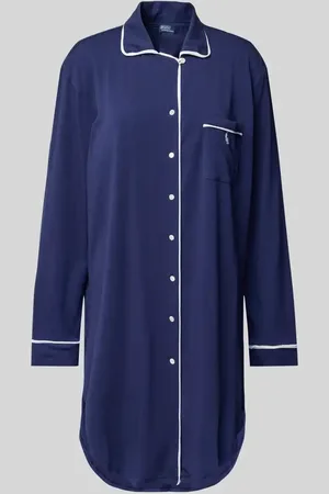 Ralph Lauren Koszula nocna z wyhaftowanym logo i kieszenią na piersi