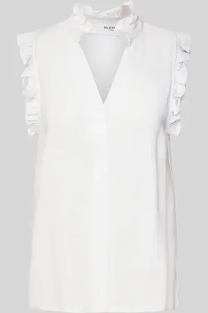 SELECTED Top bluzkowy z mieszanki wiskozy i lnu model ‘VIVA’
