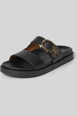 Tommy Hilfiger Sandały skórzane z antypoślizgową podeszwą