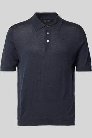 Gran Sasso Koszulka polo jedwabna o kroju slim fit z prążkowanymi wykończeniami