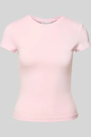 Lena Gercke T-shirt z prążkowanym, okrągłym dekoltem model ‘Franka’