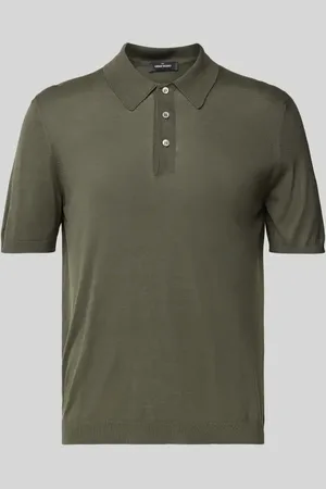 Gran Sasso Koszulka polo jedwabna o kroju slim fit z prążkowanymi wykończeniami