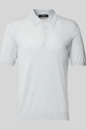 Gran Sasso Koszulka polo jedwabna o kroju slim fit z prążkowanymi wykończeniami