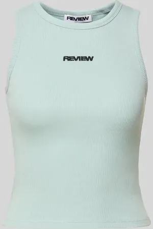 Review Top z wyhaftowanym logo