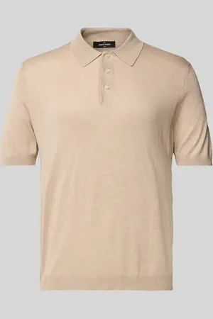Gran Sasso Koszulka polo jedwabna o kroju slim fit z prążkowanymi wykończeniami