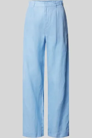 Gina Tricot Spodnie lniane o kroju regular fit z zakładkami w pasie model ‘DENISE’