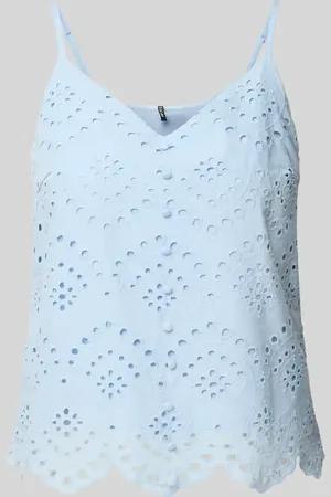 Pieces® Top bluzkowy o kroju relaxed fit z czystej bawełny model ‘VILDE’