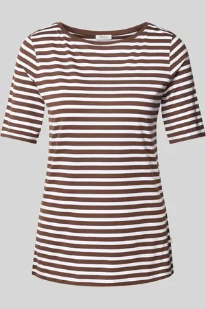 Maerz T-shirt z prążkowanym okrągłym dekoltem