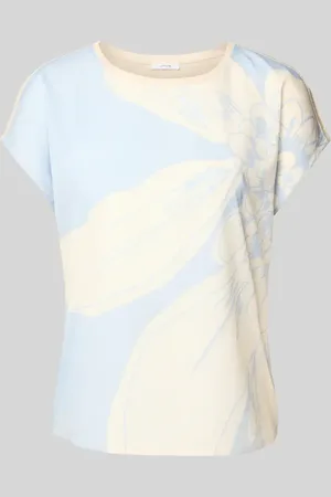 Opus T-shirt z prążkowanym, okrągłym dekoltem model ‘Samelie’