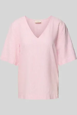 Freequent Bluzka lniana o kroju regular fit z dekoltem w serek model ‘Lava’