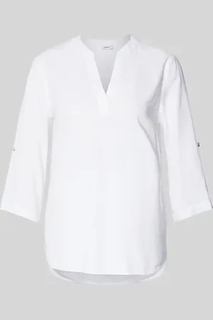 QS by s.Oliver Top bluzkowy o kroju regular fit z mieszanki lnu i wiskozy