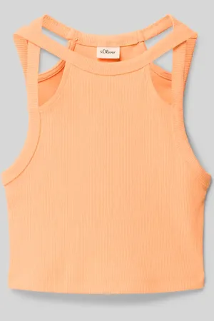 QS by s.Oliver Top o kroju slim fit z wycięciami