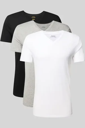 Ralph Lauren T-shirt z prążkowanym dekoltem w serek w zestawie 3 szt.