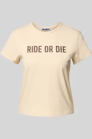 Review T-shirt z nadrukiem ze sloganem