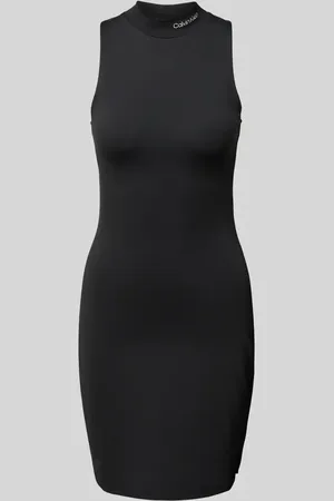 Calvin Klein Sukienka o długości do kolan ze stójką i wyhaftowanym logo