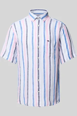 Fynch-Hatton Koszula lniana o kroju slim fit z wyhaftowanym logo