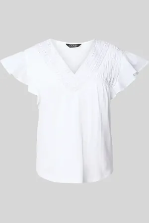 Ralph Lauren T-shirt z rękawami z falbaną