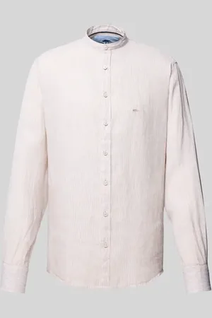 Fynch-Hatton Koszula lniana o kroju slim fit ze stójką