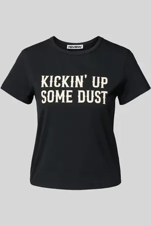 Review T-shirt z nadrukiem ze sloganem