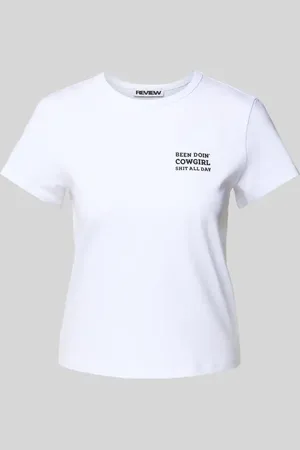 Review T-shirt z nadrukiem ze sloganem